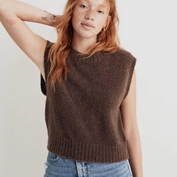Madewell Sweaters - Madewell Bouclé Sweater Vest Heathered Brownstone Women's Medium